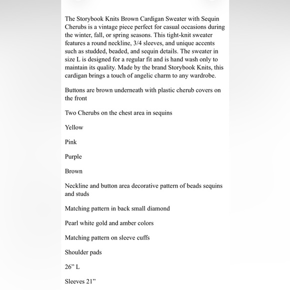 Storybook Knits Cardigan Sweater with Cherubs L
NWT - Picture 16 of 16